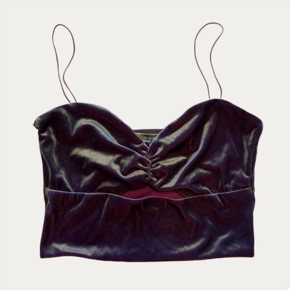 Blue Blush Velvet Crop Top - Picture 1 of 8